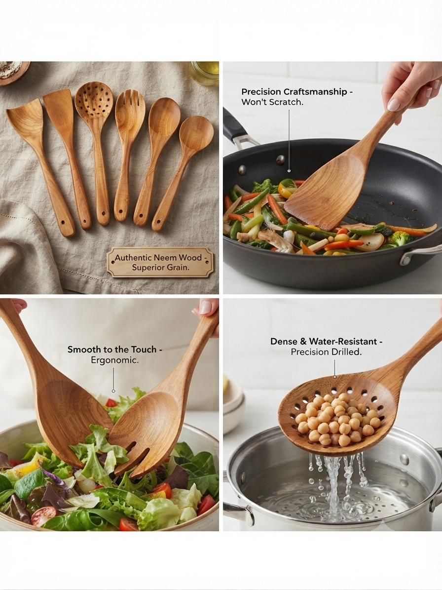 100% Natural neem Wood Kitchen Utensils Set of 11